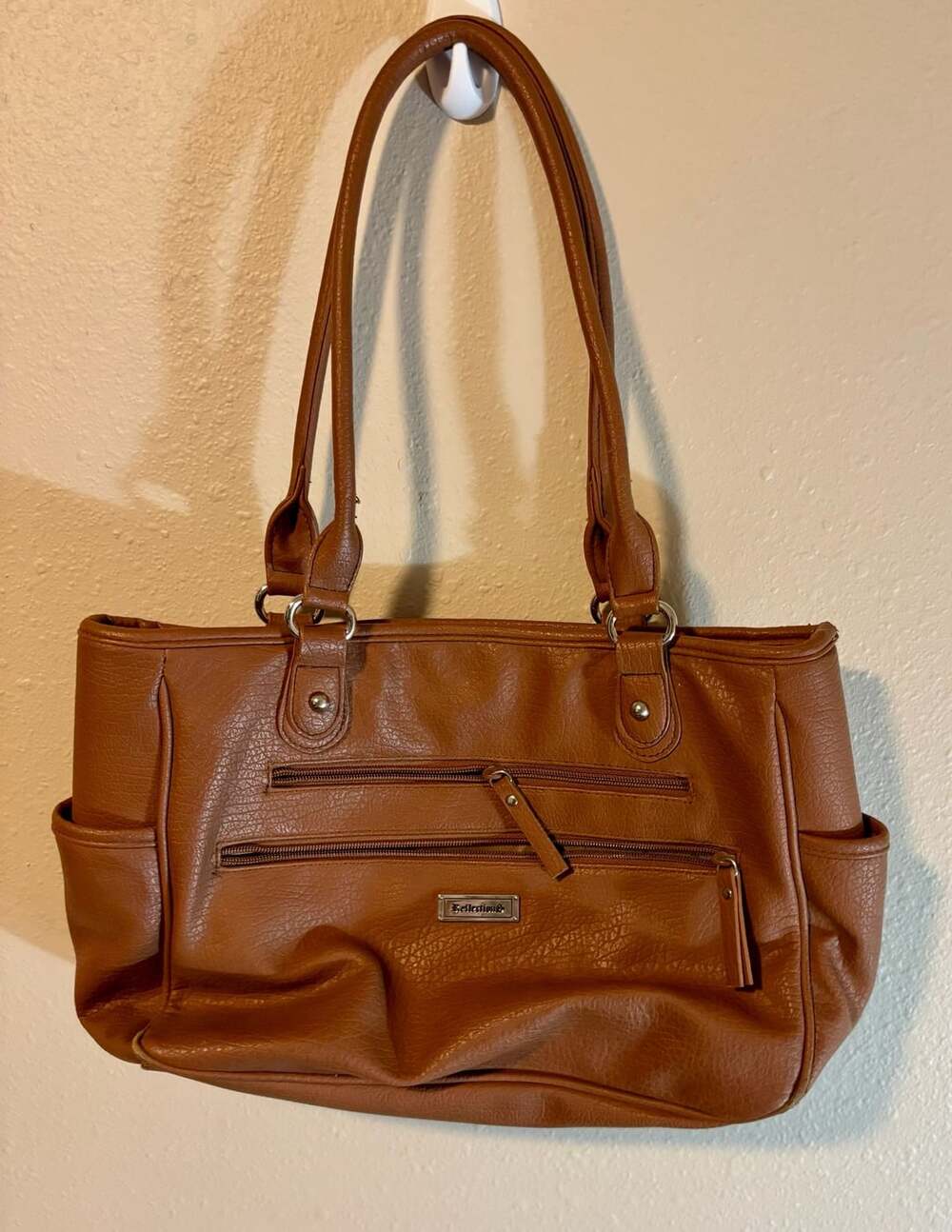 Reflections Brown Faux Leather Tote Shoulder Bag
